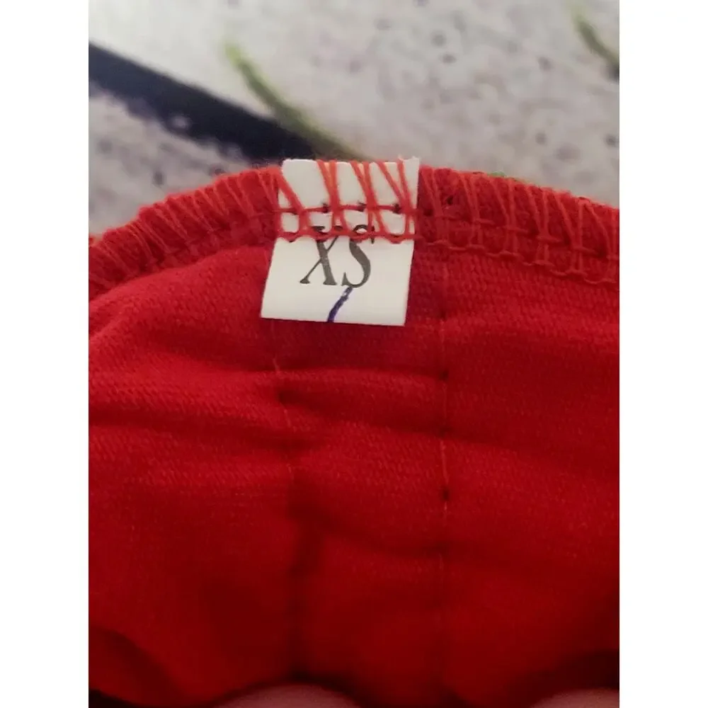 Baby Girls Red & Green Ruffle‎ Bloomers with Red Satin Bow XS